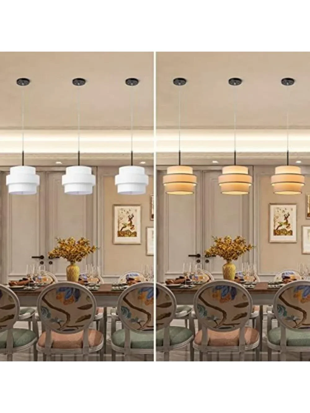 Elegant 3-Tier White Drum Lampshade for Pendant & Floor Lamp Replacement